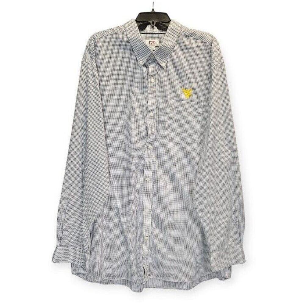 Cutter & Buck West Virginia WVU Mountaineers Shirt 3XL XXXL Button Down Plaid